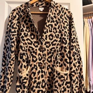 J. Crew Tan and Black Leopard Blazer